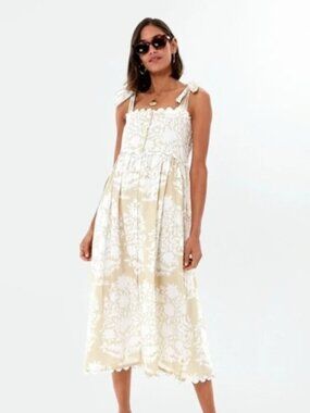 Juliet Dunn Floral Sandstone Dress Size 1